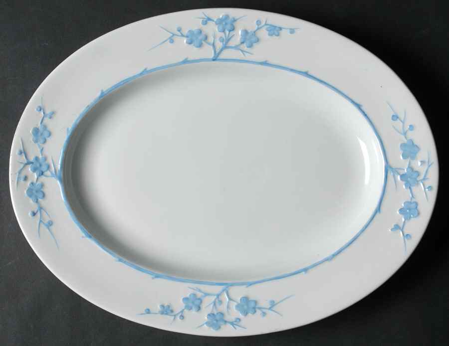 Geisha Light Blue (No Gold Accents) 13" Oval Serving Platter by Spode-1