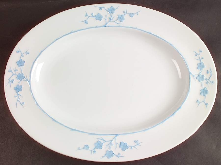 Geisha Light Blue (No Gold Accents) 16" Oval Serving Platter by Spode-1