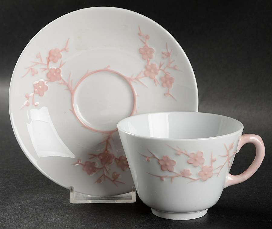Geisha Light Pink Footed Cup & Saucer Set by Spode-1