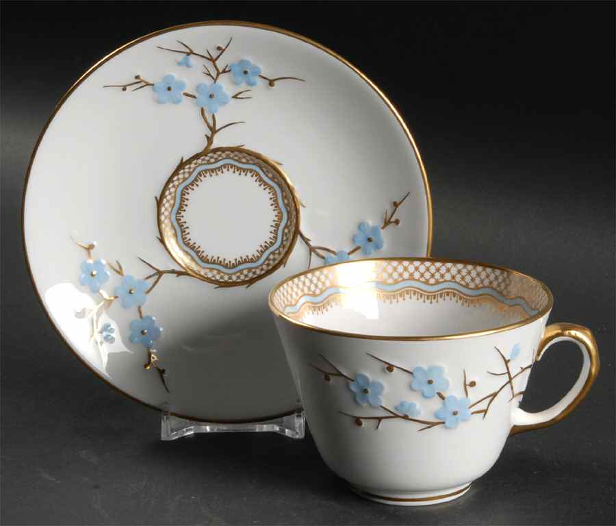 Geisha Light Blue (Gold Accents) Footed Cup & Saucer Set by Spode-1
