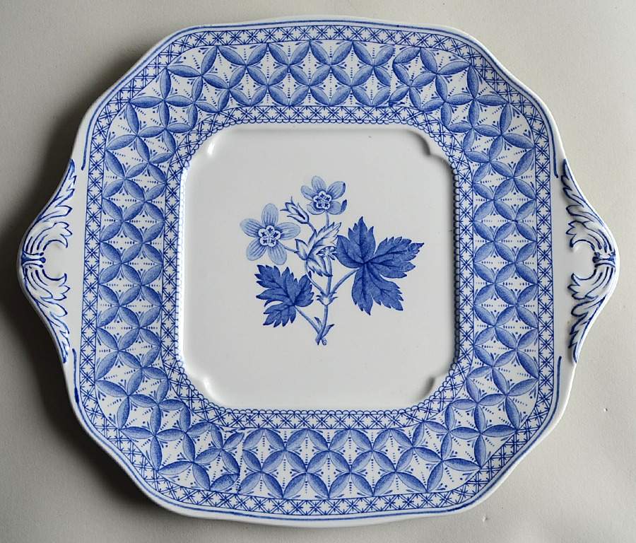 Geranium Blue (Older) Square Handled Cake Plate by Spode-1
