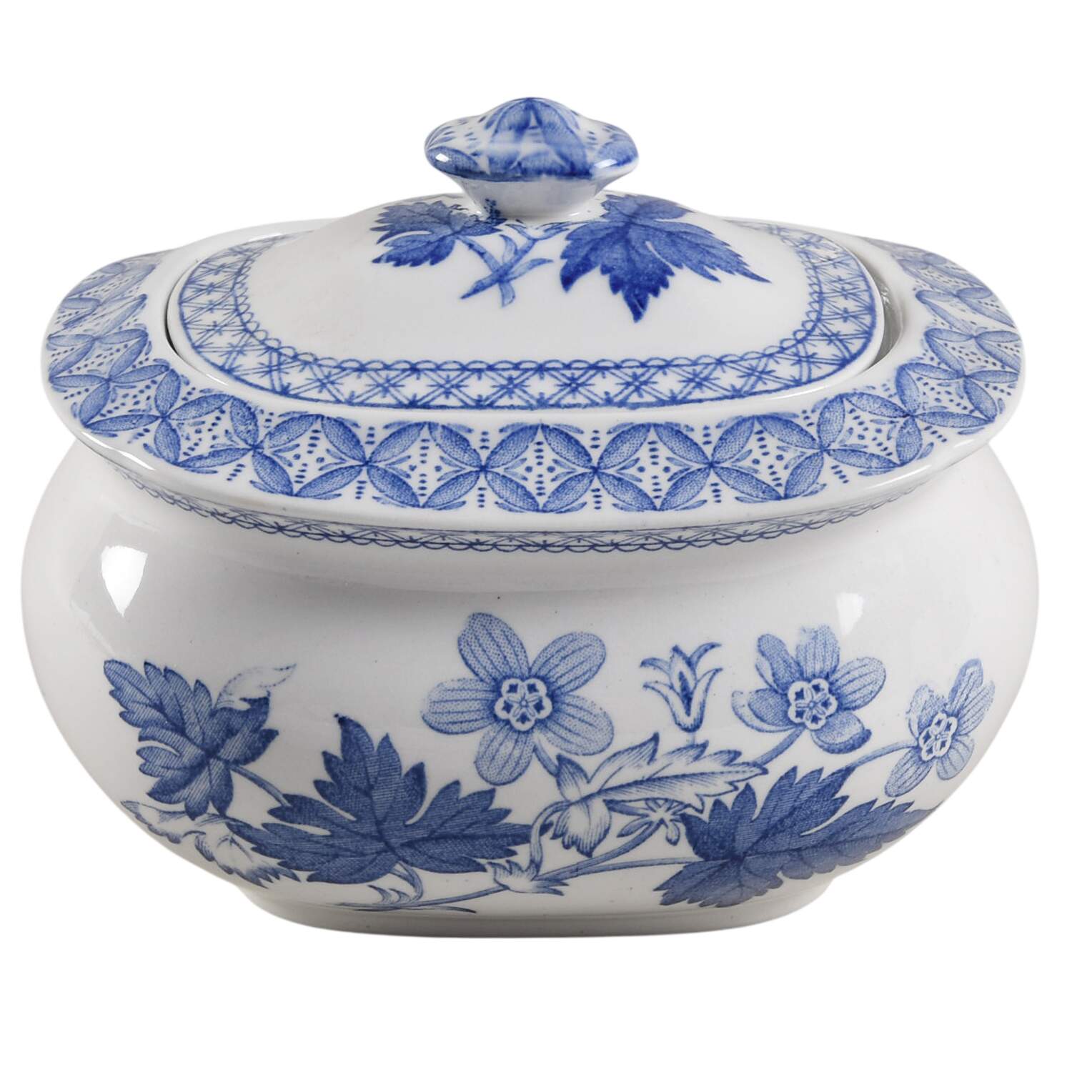 Geranium Blue (Older) Sugar Bowl & Lid by Spode-1