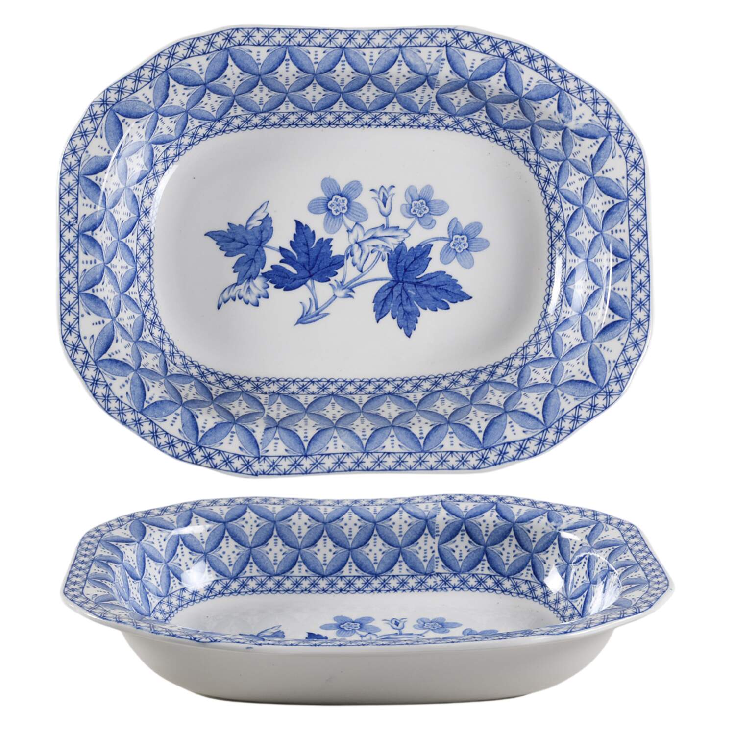 Geranium Blue (Older) 9" Oval Vegetable Bowl by Spode-1