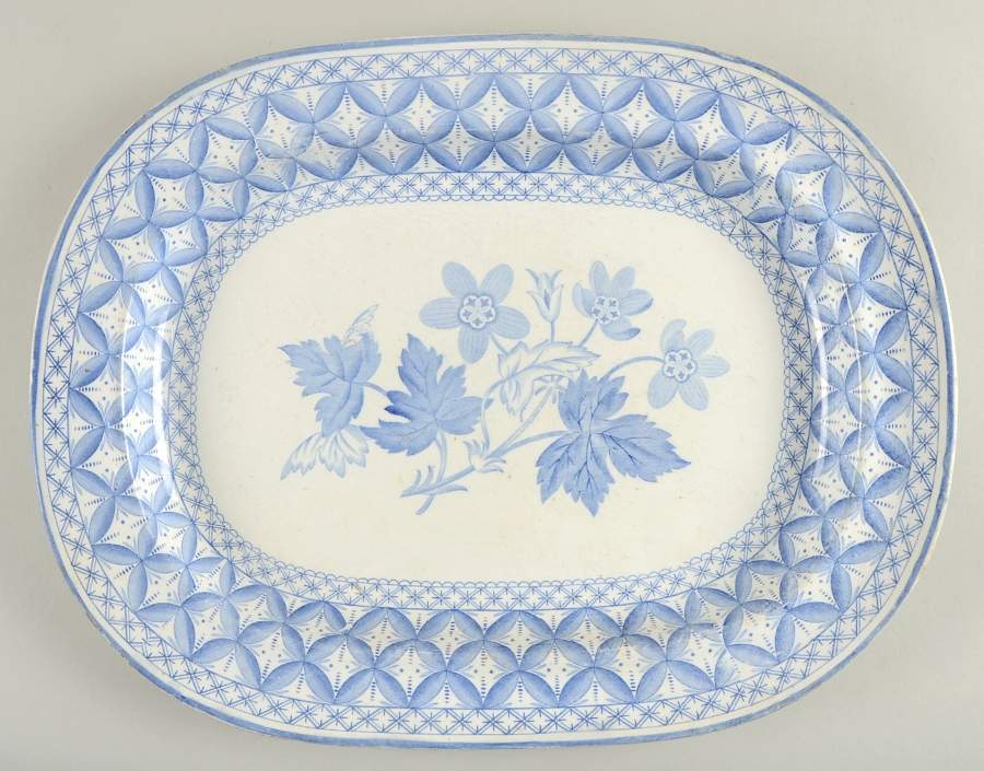Geranium Blue (Older) 16" Oval Serving Platter by Spode-1