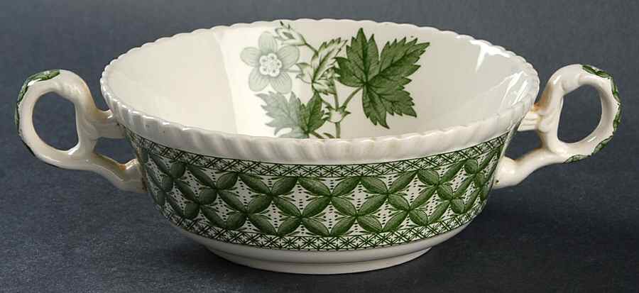 Geranium Green (Gadroon Shape, Older) Flat Cream Soup Bowl by Spode-1