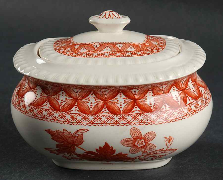Geranium Red Sugar Bowl & Lid by Spode-1