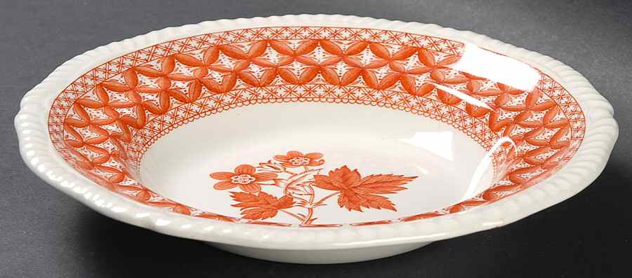 Geranium Red Rim Soup Bowl by Spode-1