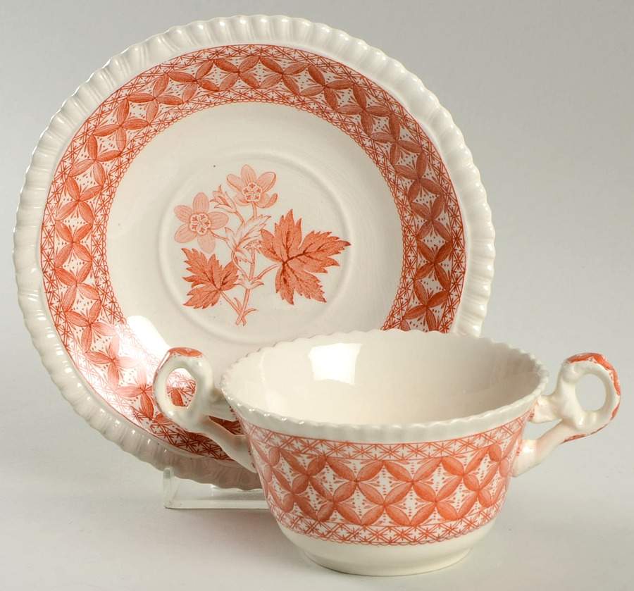Geranium Red Flat Bouillon Cup & Saucer by Spode-1