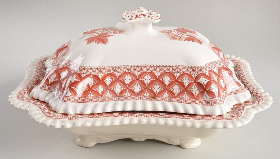 Geranium Red Rectangular Covered Vegetable by Spode-1