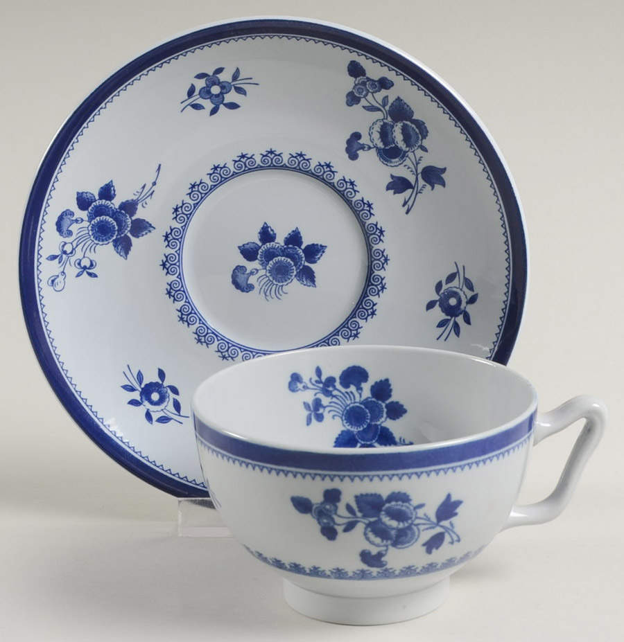 Gloucester (No Trim) Canton Shape Footed Cup & Saucer Set by Spode-1