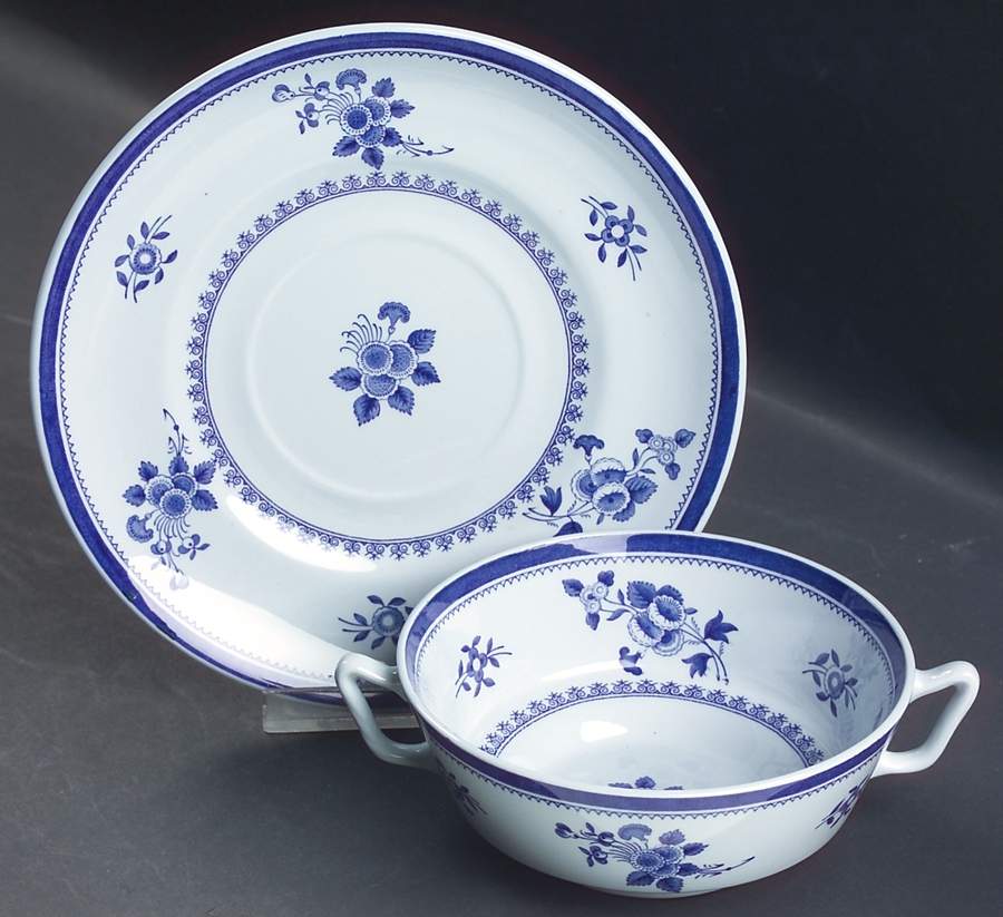 Gloucester (No Trim) Footed Cream Soup Bowl & Saucer Set by Spode-1