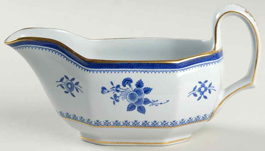 Gloucester Blue (Gold Trim and Verge) Gravy Boat by Spode-1