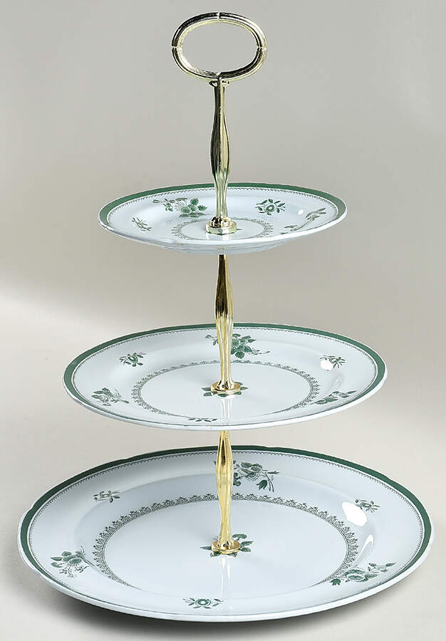 Gloucester Green (Fine Stone) 13 7/8"-14 1/4" 3-Tiered Serving Tray(DP,SP,BB) HC by Spode-1