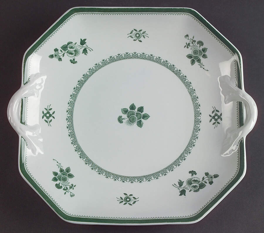 Gloucester Green (Fine Stone) Square Handled Cake Plate by Spode-1