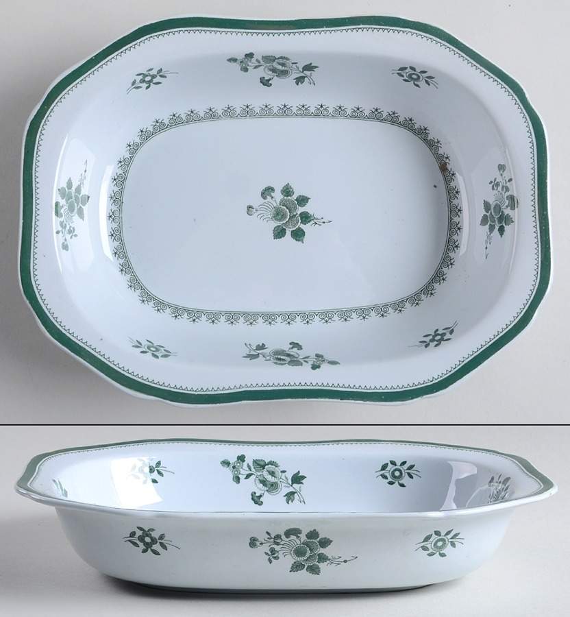 Gloucester Green (Fine Stone) 9" Oval Vegetable Bowl by Spode-1