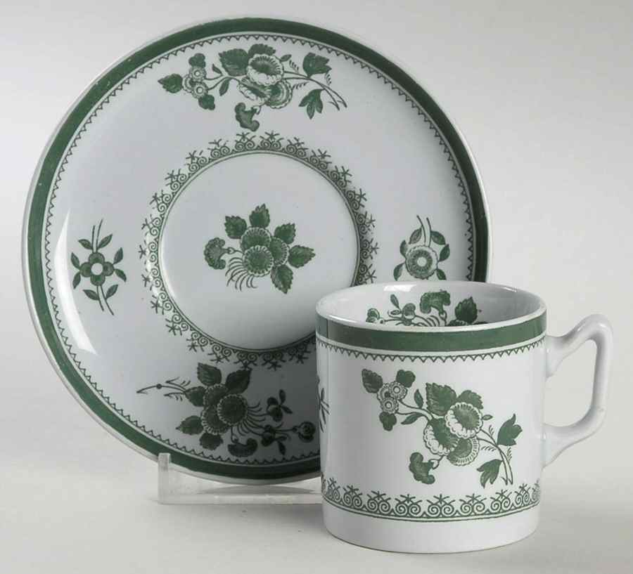 Gloucester Green (Fine Stone) Flat Demitasse Cup & Saucer Set by Spode-1