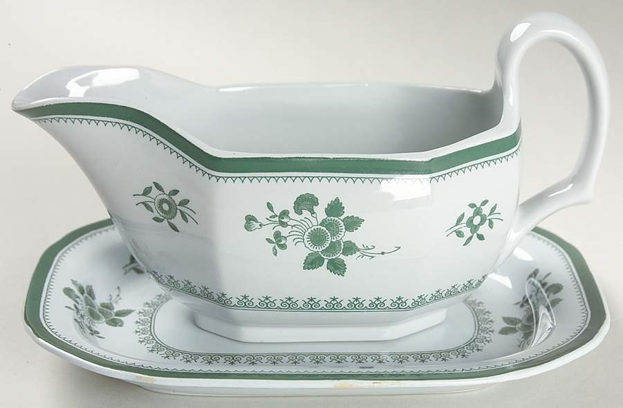 Gloucester Green (Fine Stone) Gravy Boat & Underplate by Spode-1