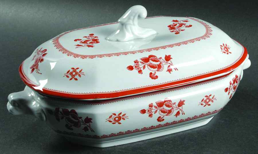 Gloucester Red (Fine Stone) Oval Covered Vegetable by Spode-1