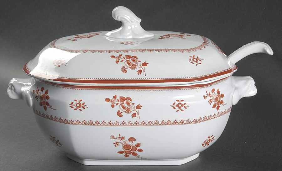 Gloucester Red (Fine Stone) Tureen & Lid w/Ladle by Spode-1