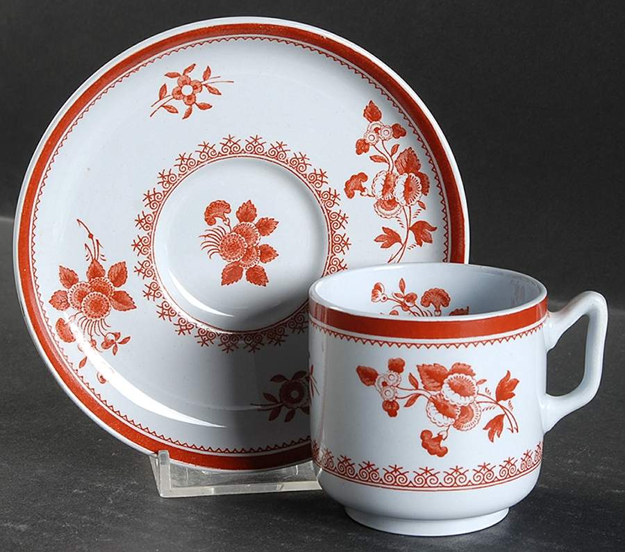 Gloucester Red (Fine Stone) Footed Demitasse Cup & Saucer Set by Spode-1
