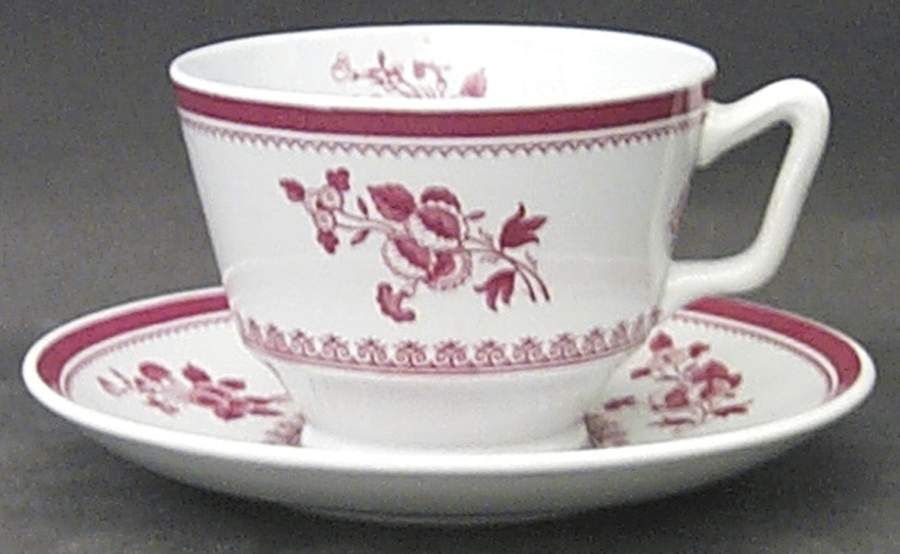 Gloucester Red (Fine Stone) London Shape Footed Cup & Saucer Set by Spode-1