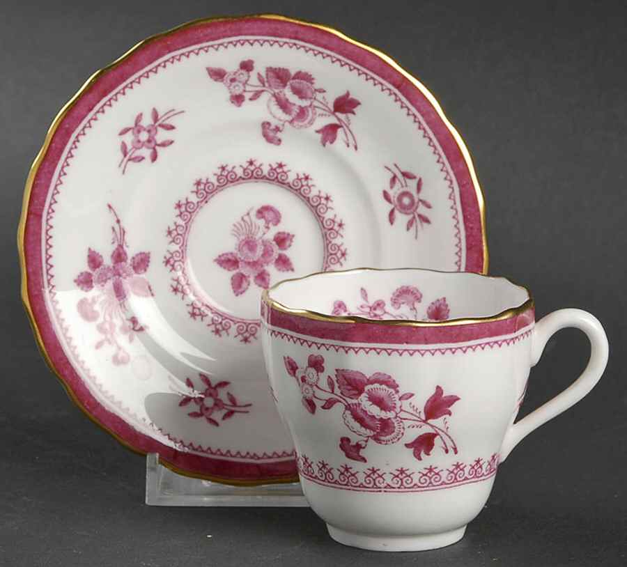 Gloucester Red (Bone) Footed Demitasse Cup & Saucer Set by Spode-1