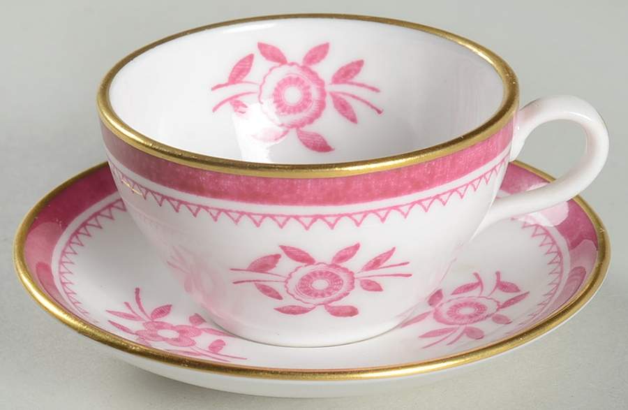 Gloucester Red (Bone) Miniature Cup and Saucer Set by Spode-1
