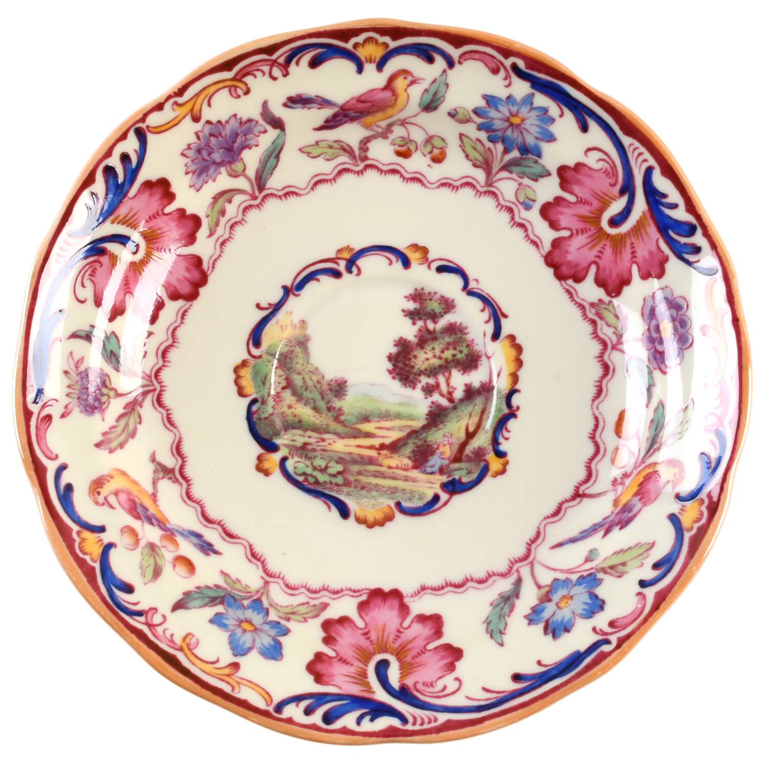 Gobelin (Scalloped, Yellow Trim) Saucer for Flat Cup by Spode-1