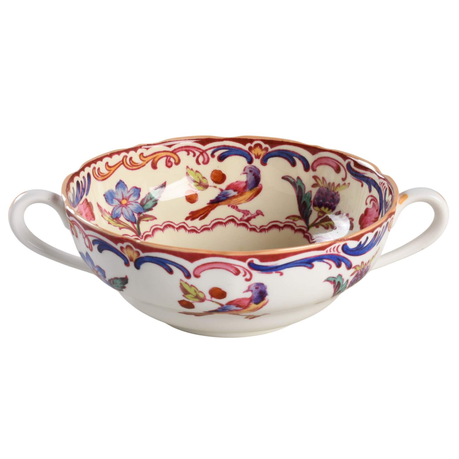 Gobelin (Scalloped, Yellow Trim) Flat Cream Soup Bowl by Spode-1