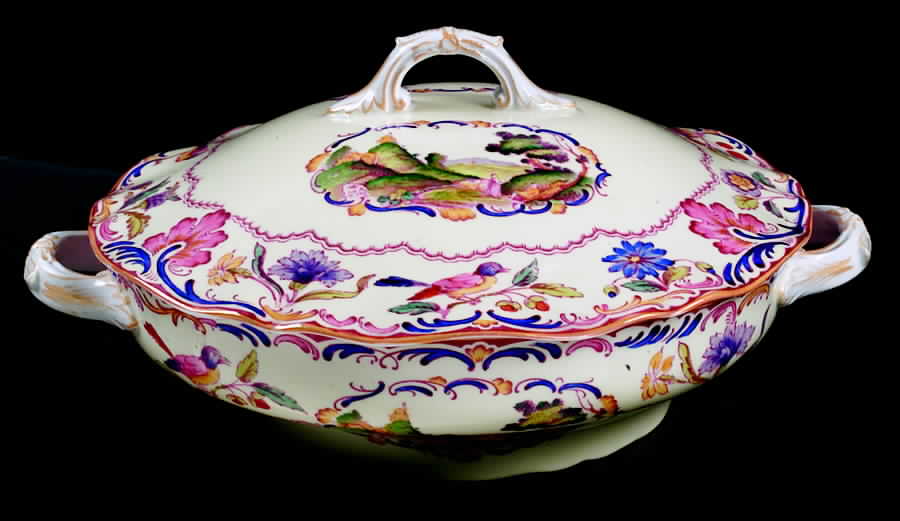 Gobelin (Scalloped, Yellow Trim) Round Covered Vegetable by Spode-1