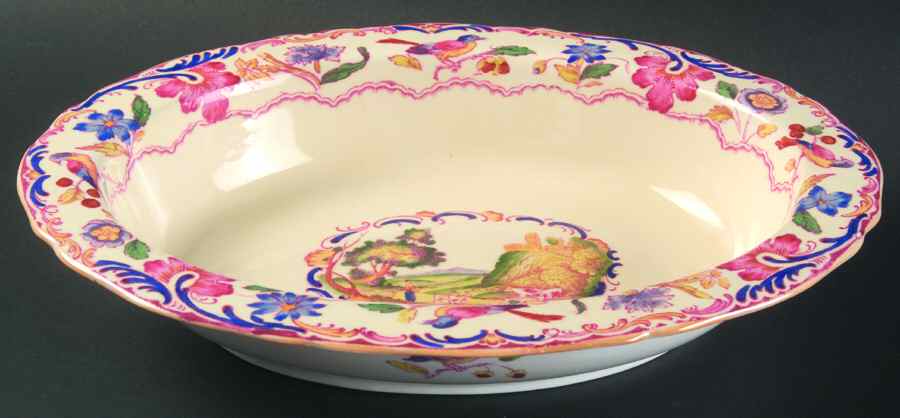 Gobelin (Scalloped, Yellow Trim) 9" Oval Vegetable Bowl by Spode-1