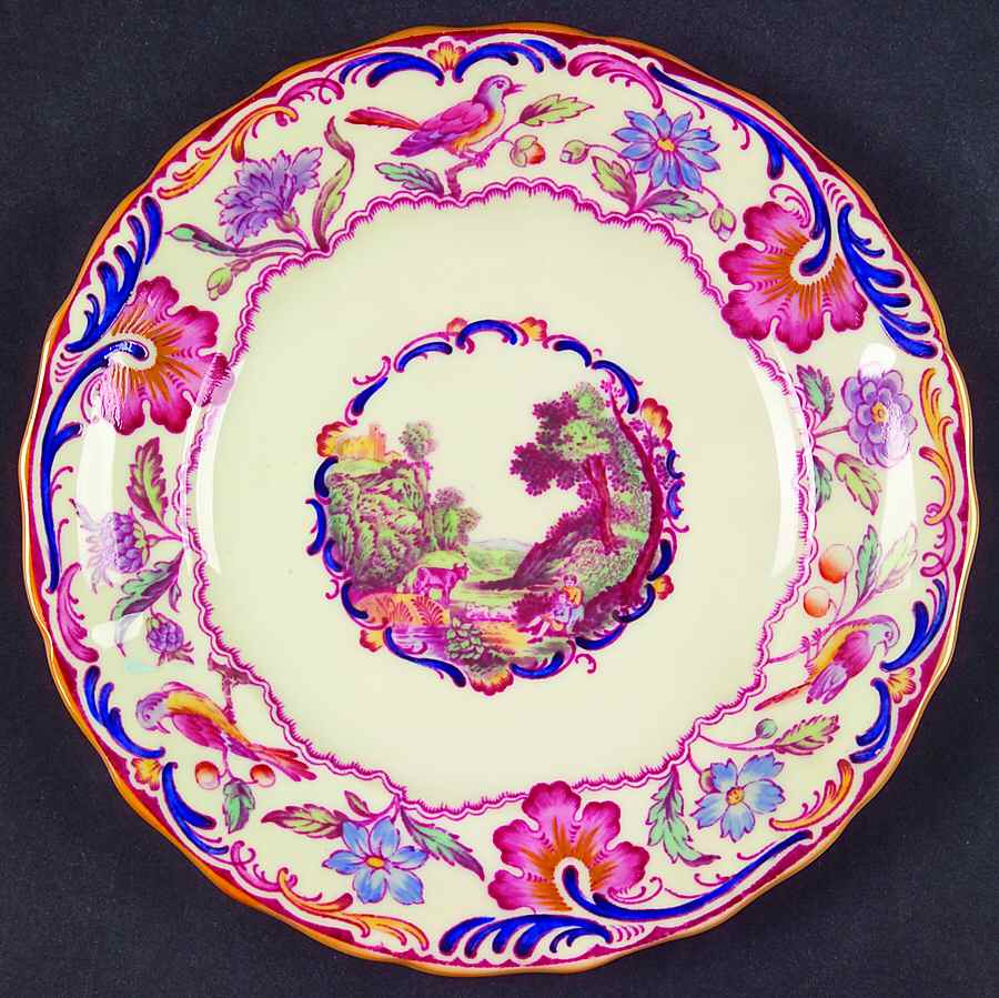 Gobelin (Scalloped, Yellow Trim) Dessert/Pie Plate by Spode-1