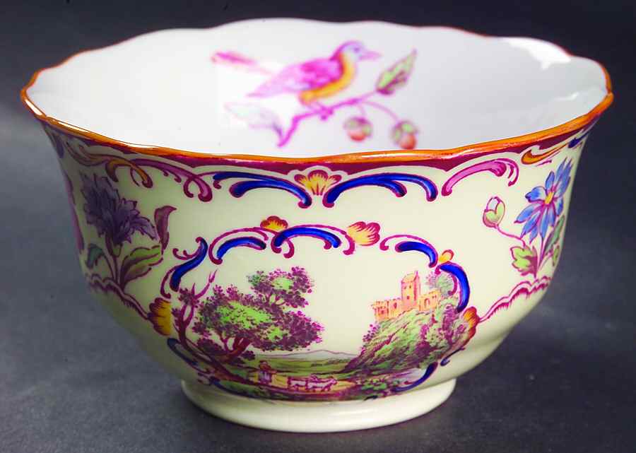 Gobelin (Scalloped, Yellow Trim) Open Sugar Bowl by Spode-1