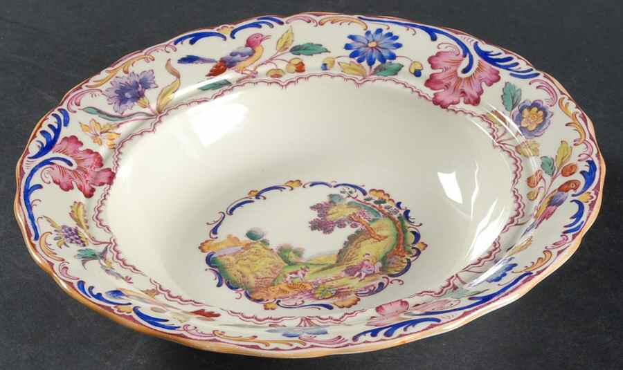 Gobelin (Scalloped, Yellow Trim) Muffin Dish No Lid by Spode-1