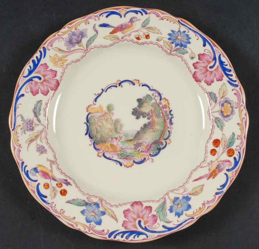 Gobelin (Scalloped, Yellow Trim) Luncheon Plate by Spode-1