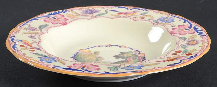 Gobelin (Scalloped, Yellow Trim) Rim Soup Bowl by Spode-1