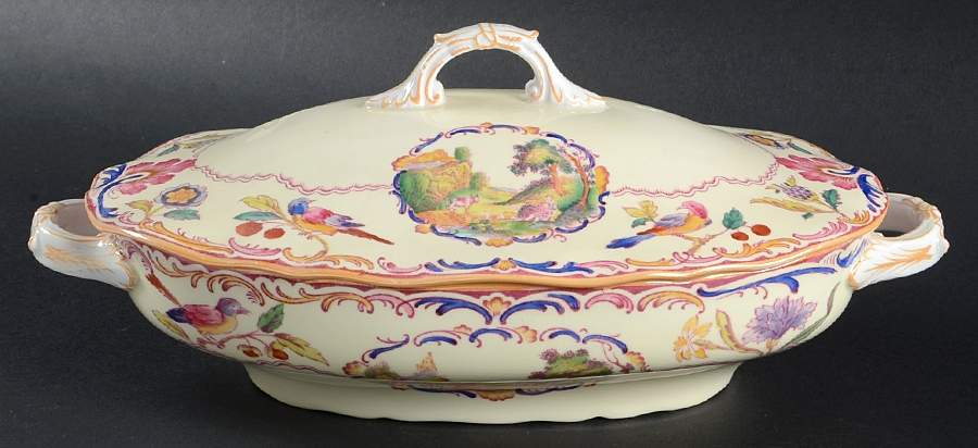 Gobelin (Scalloped, Yellow Trim) Oval Covered Vegetable by Spode-1