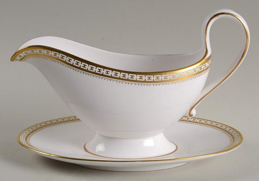 Golden Bracelet Gravy Boat with Attached Underplate by Spode-1