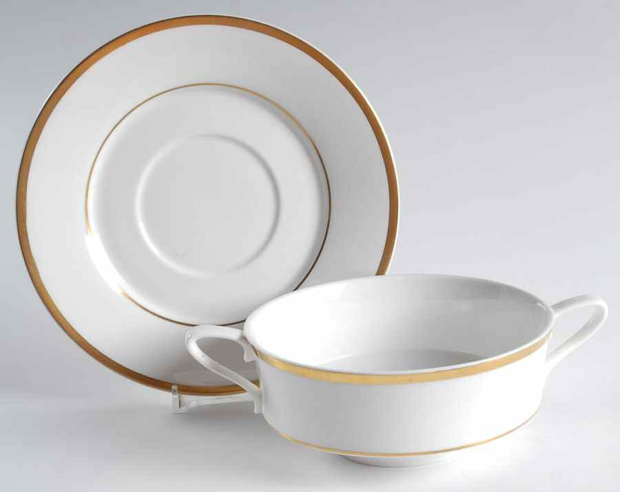 Golden Eternity Flat Cream Soup Bowl & Saucer Set by Spode-1
