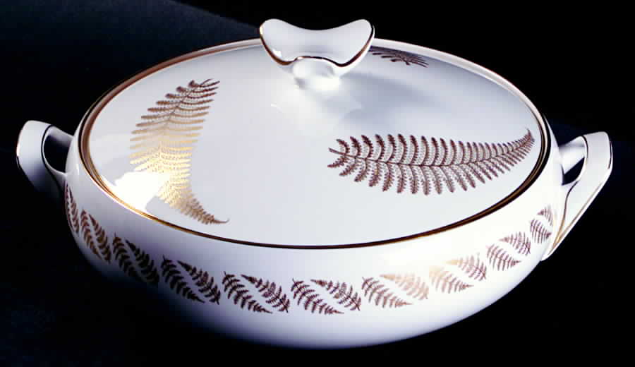 Golden Fern Round Covered Vegetable by Spode-1