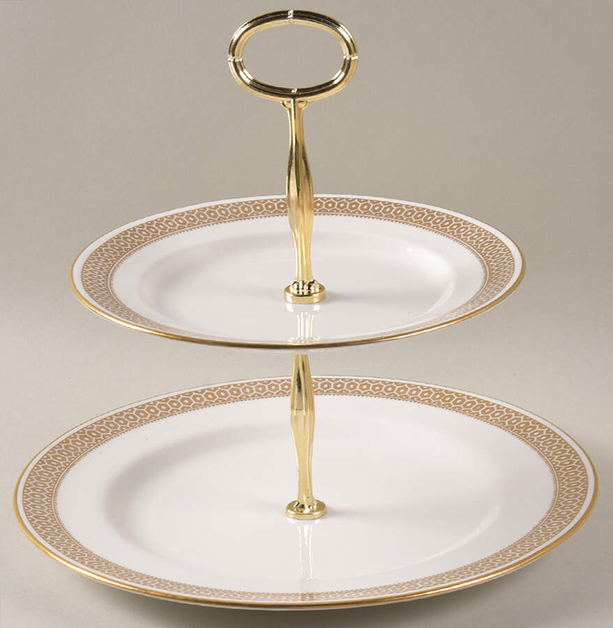 Golden Honeycomb 6 5/8"-10"  2 Tiered Serving Tray (Dp, Sp) HC by Spode-1