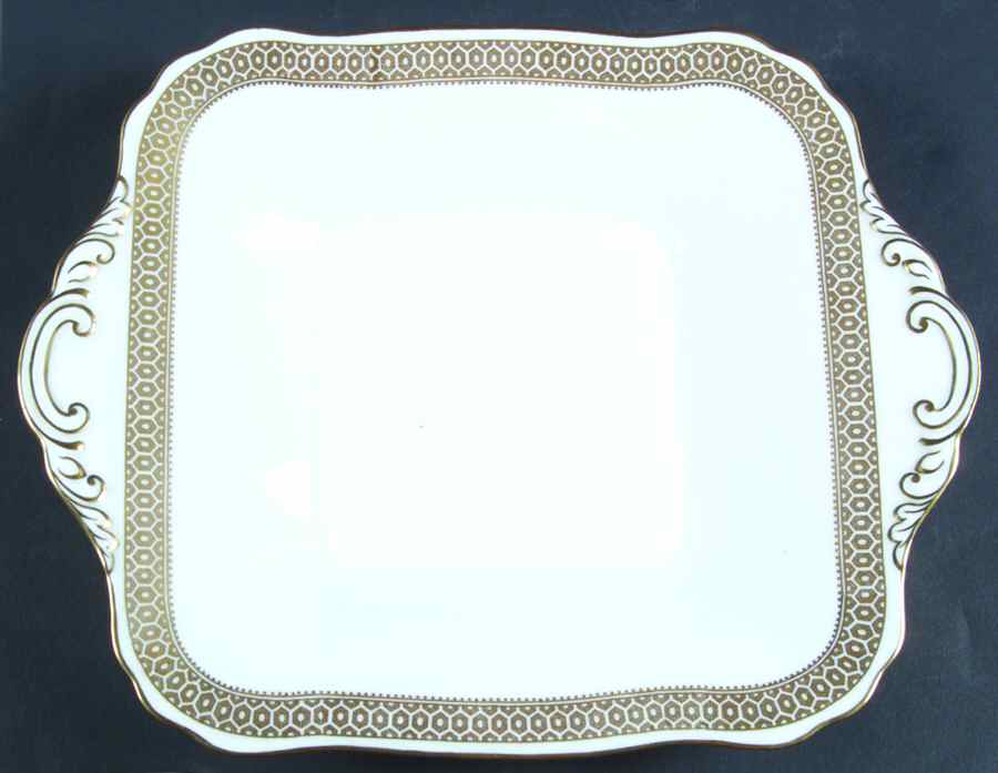 Golden Honeycomb Square Handled Cake Plate by Spode-1