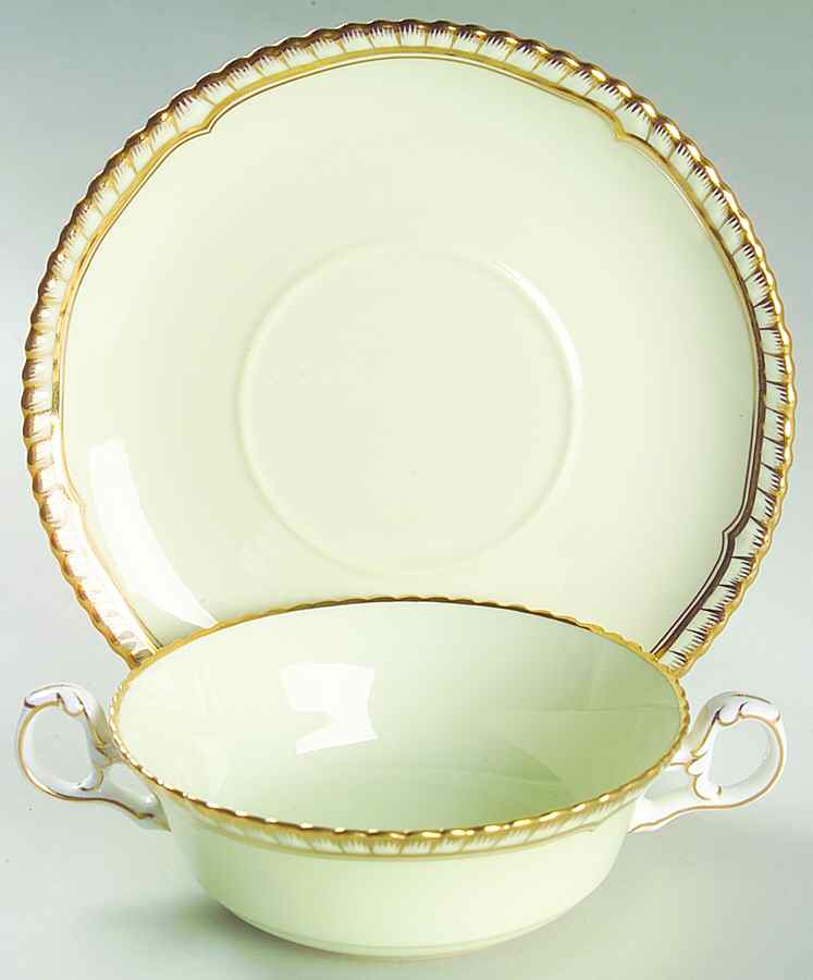Goldsmith Flat Cream Soup Bowl & Saucer Set by Spode-1