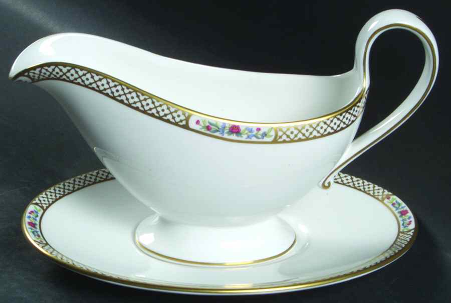 Golden Trellis Gravy Boat & Underplate by Spode-1