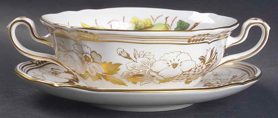 Golden Valley Flat Cream Soup Bowl & Saucer Set by Spode-1