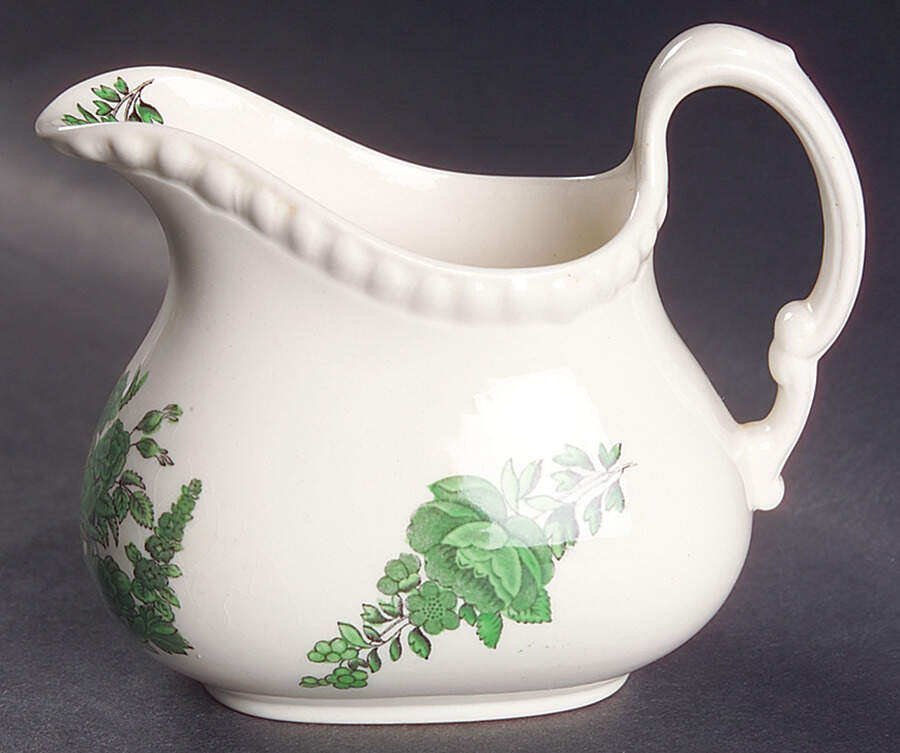 Green Basket (Earthenware, Gadroon, Not Trim) Creamer by Spode-1