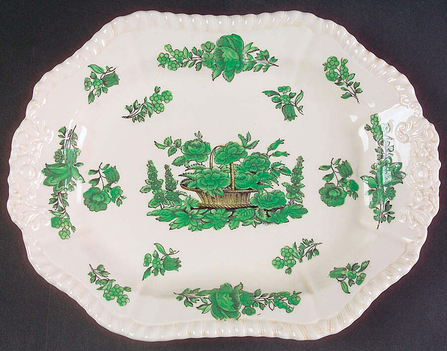 Green Basket (Earthenware, Gadroon, Not Trim) Underplate for Sauce Boat by Spode-1