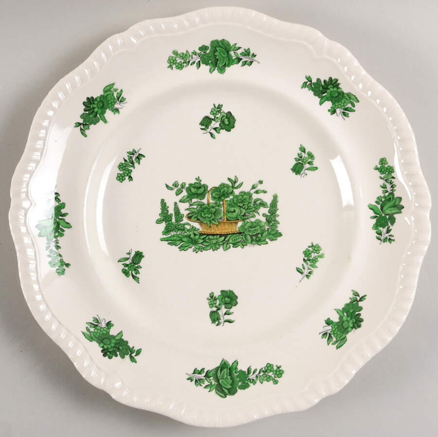 Green Basket (Earthenware, Gadroon, Not Trim) Dinner Plate by Spode-1