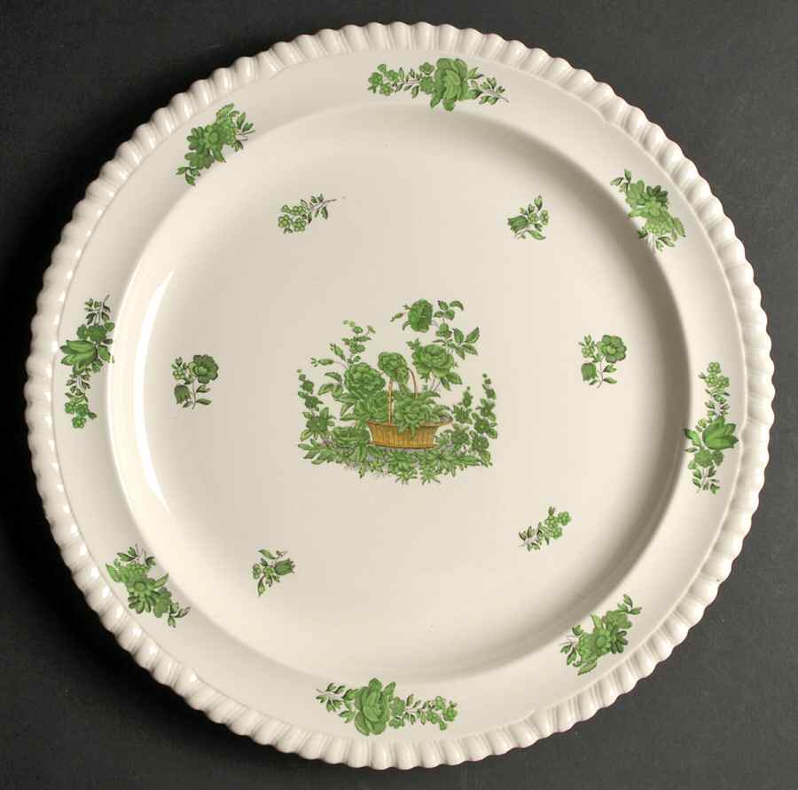 Green Basket (Earthenware, Gadroon, Not Trim) 12" Chop Plate (Round Platter) by Spode-1