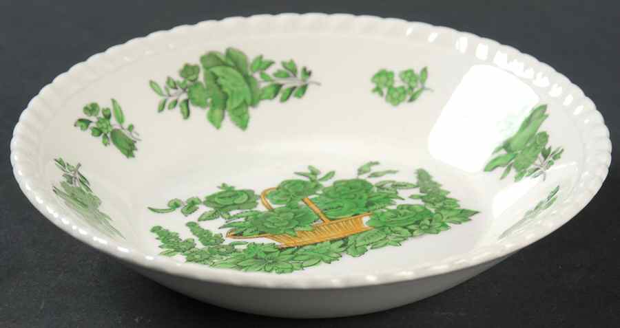 Green Basket (Earthenware, Gadroon, Not Trim) Fruit/Dessert (Sauce) Bowl by Spode-1